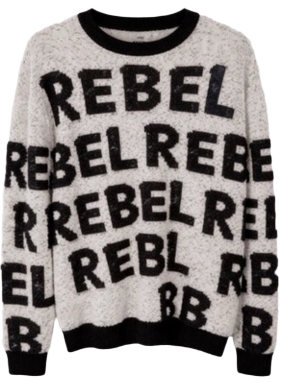 Rebel minds Cozy Crewneck Sweater - Black on white